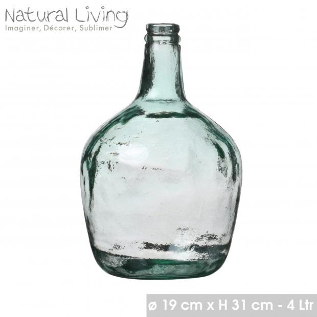 "NATURAL LIVING" VASE DAME JEANNE 4L EN VERRE RECYCLE DIAM 19CM X H31CM