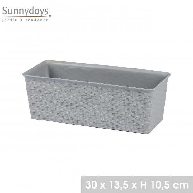 GARDEN & PLASTIC - JARDINIERE PLASTIQUE EFFET ROTIN 24 30X13,5XH10,5CM TITANIUM