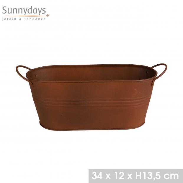 GARDEN & METAL EFFET ROUILLE JARDINIÈRE AVEC POIGNÉES 34x12xH13.5CM
