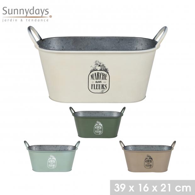 GARDEN & METAL "MARCHE AUX FLEURS" JARDINIERE EN METAL AVEC ANSE 39XH21CM