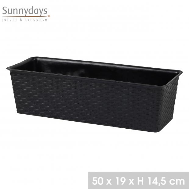 GARDEN & PLASTIC - JARDINIERE PLASTIQUE EFFET ROTIN 12 50X19XH14,5CM LICORICE
