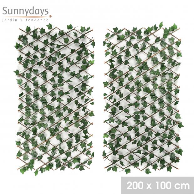 "MON JARDIN" TREILLIS EXTENSIBLE EN SAULE ET FEUILLE 12 ARTIFICIELLE 200X100CM