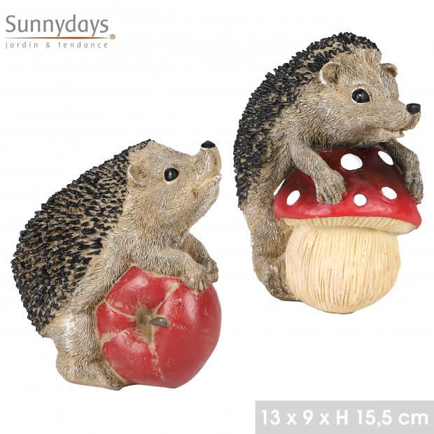 "MON JARDIN" STATUETTE HERISSON EN RESINE 2 DESIGNS ASSORTIS 13XH15CM
