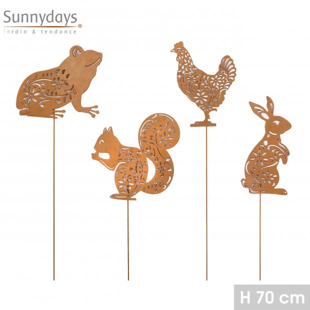 "MON JARDIN" PIC DE JARDIN DESIGN FAUNE 4 MODELES ASSORTIS H70CM