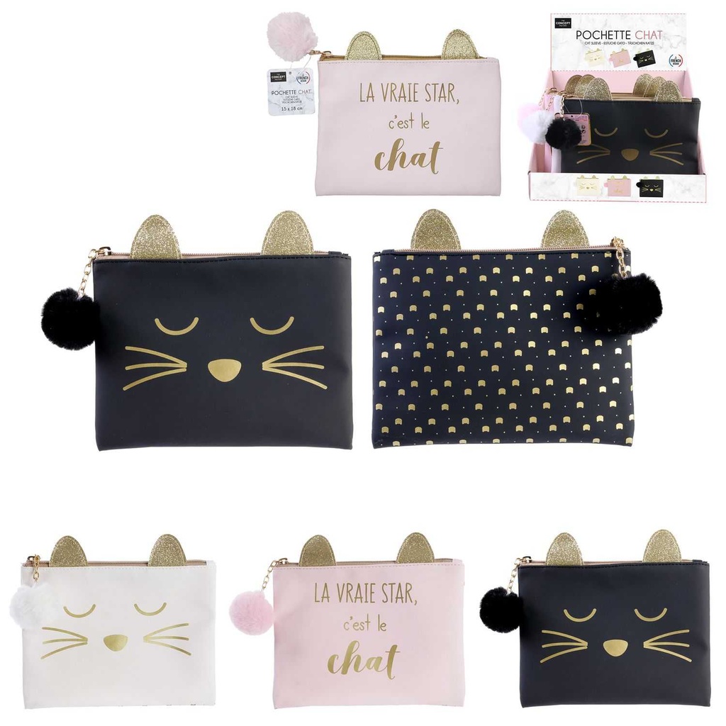 POCHETTE CHAT 15X18CM
