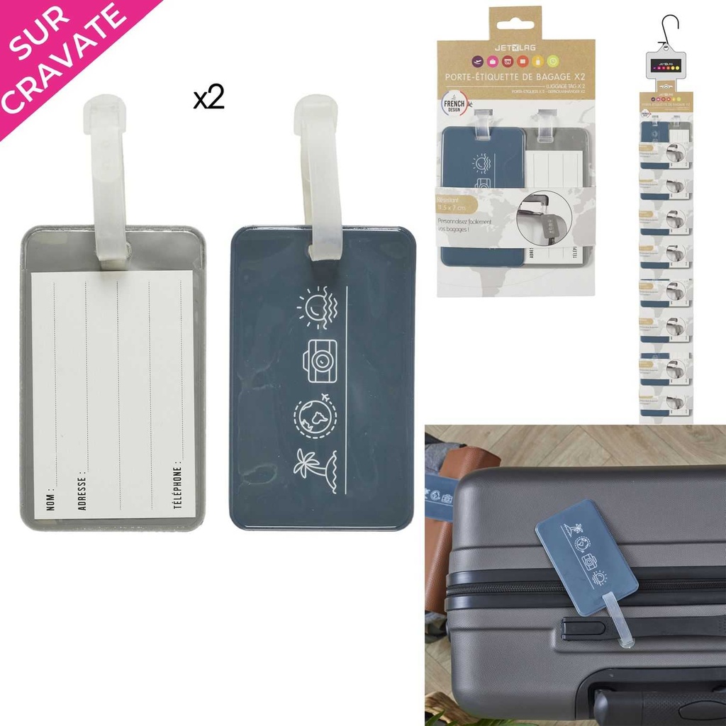 PORTE ETIQUETTE A BAGAGES X2