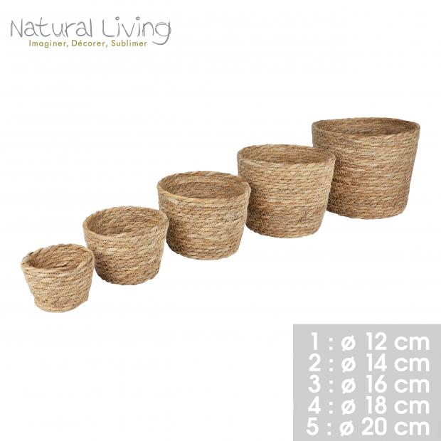 "NATURAL LIVING" CACHE POTS HERBE DE JONC 14CM