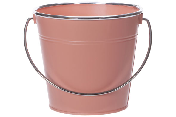 SEAU MATT SILVER POIGNÉE PÊCHE 16X11,5XH14CM ROND CONIQUE METAL