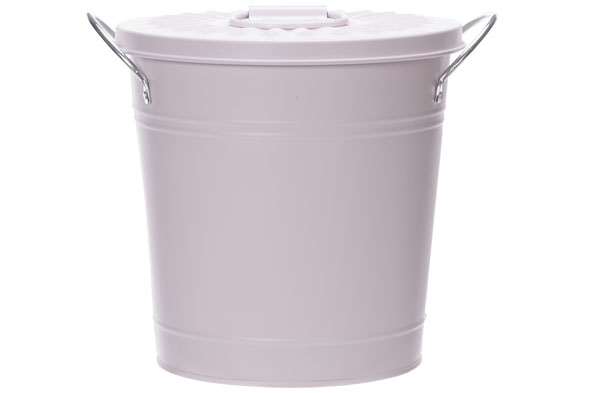 SEAU COUVERCLE 2 ANCES SILVER ROSE  19X15XH19CM ROND METAL