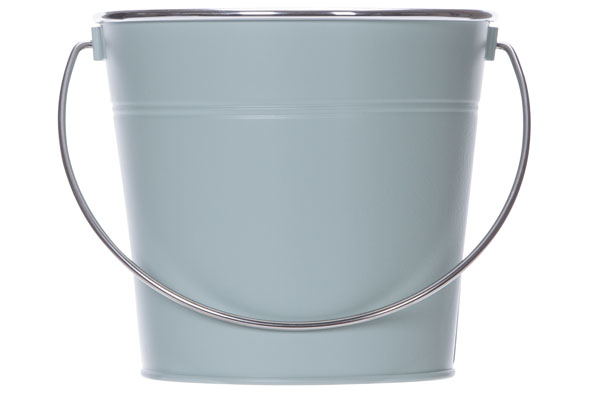 SEAU MATT SILVER POIGNÉE MENTHE18,5X14XH16CM ROND CONIQUE METAL