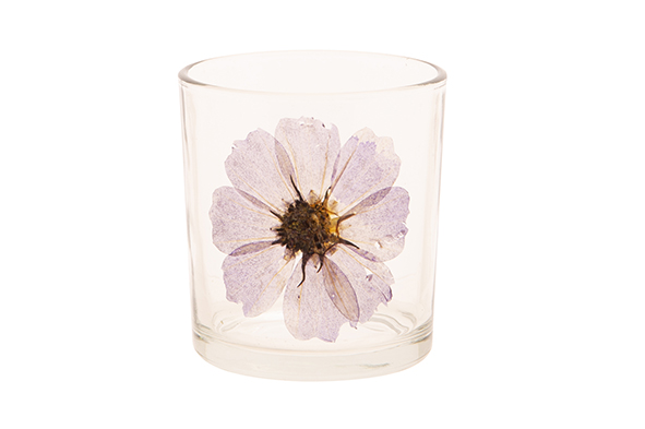 BOUGEOIR FLOWER TRANSPARENT 7X7XH8CM VERRE