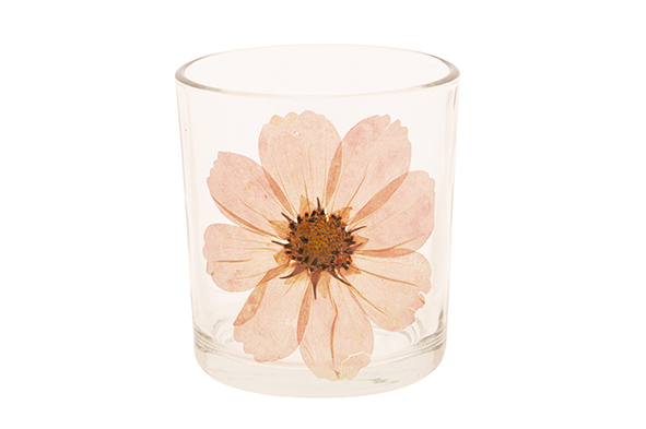 BOUGEOIR FLOWER TRANSPARENT 7X7XH8CM VERRE