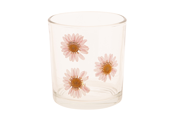 BOUGEOIR FLOWERS TRANSPARENT 7X7XH8CM VERRE