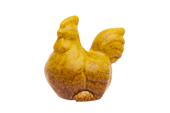 POULE BICOLOR GLAZING MOUTARDE 10X7XH9,5CM CÉRAMIQUE