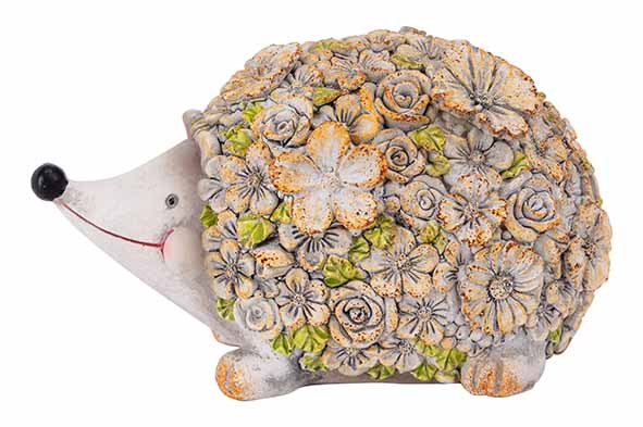 HERISSON FLOWERS MULTI-COLORE 13,5X8,5XH 7,8CM ALLONGÉ POLYRESINE