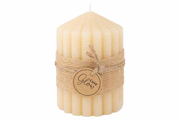 BOUGIE RIBBLE BEIGE 7X7XH10CM 40H