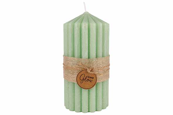 BOUGIE RIBBLE VERT 7X7XH14CM 60H