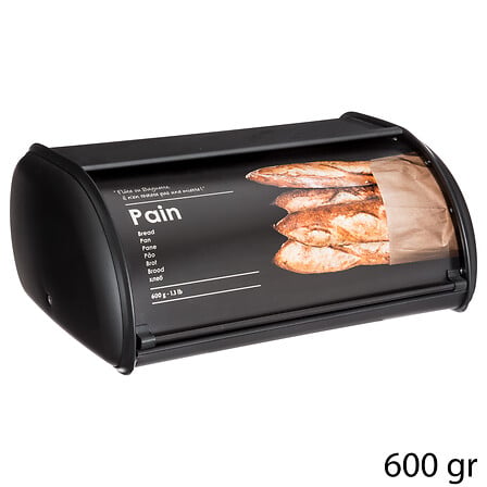 5Five Boîte à Pain Métal Noir, Edition Noire, 35cm, 600g
