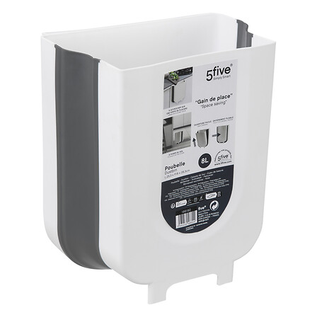 POUBELLE RÉTRACTABLE DE 8 LITRES BLANC/GRIS