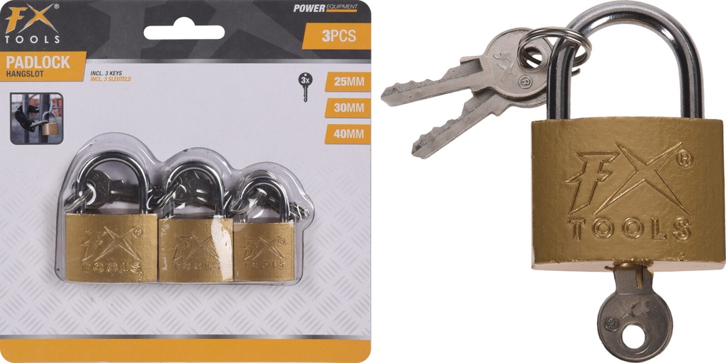 CADENAS EN METAL AVEC CLES - 3 PIÈCES ET 3 TAILLES (25MM/30MM/40MM)