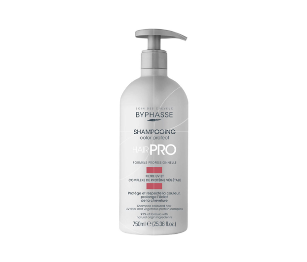 BYPHASSE SHAMPOOING 750ML HAIR PRO CHEVEUX COLORES FILTRE UV AVEC POMPE