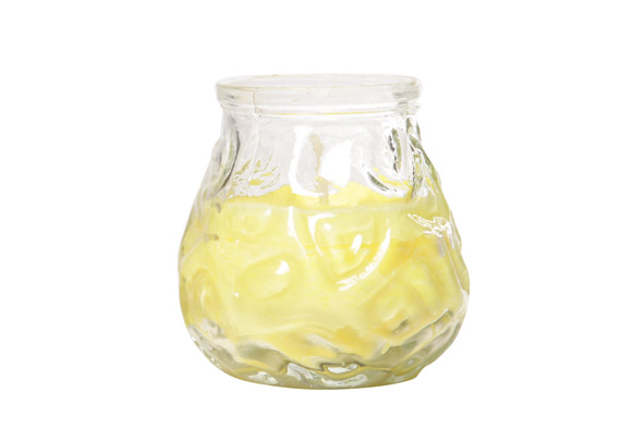 Bougie Anti-Moustique Citronnelle Pot Verre Jaune Ø7.5xH7.5cm