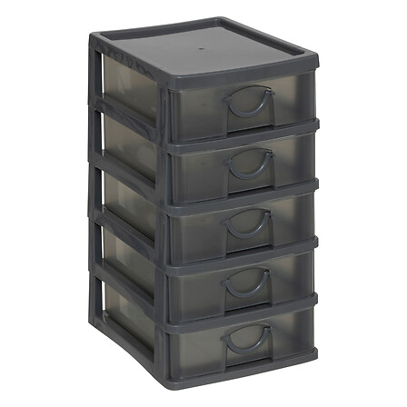 Tour de Rangement 5 Tiroirs Plastique Gris 5Five TIDE'N SMALL