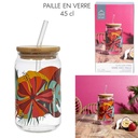 CANETTE ET PAILLE VERRE PARADIS EXOTIQUE 45CL