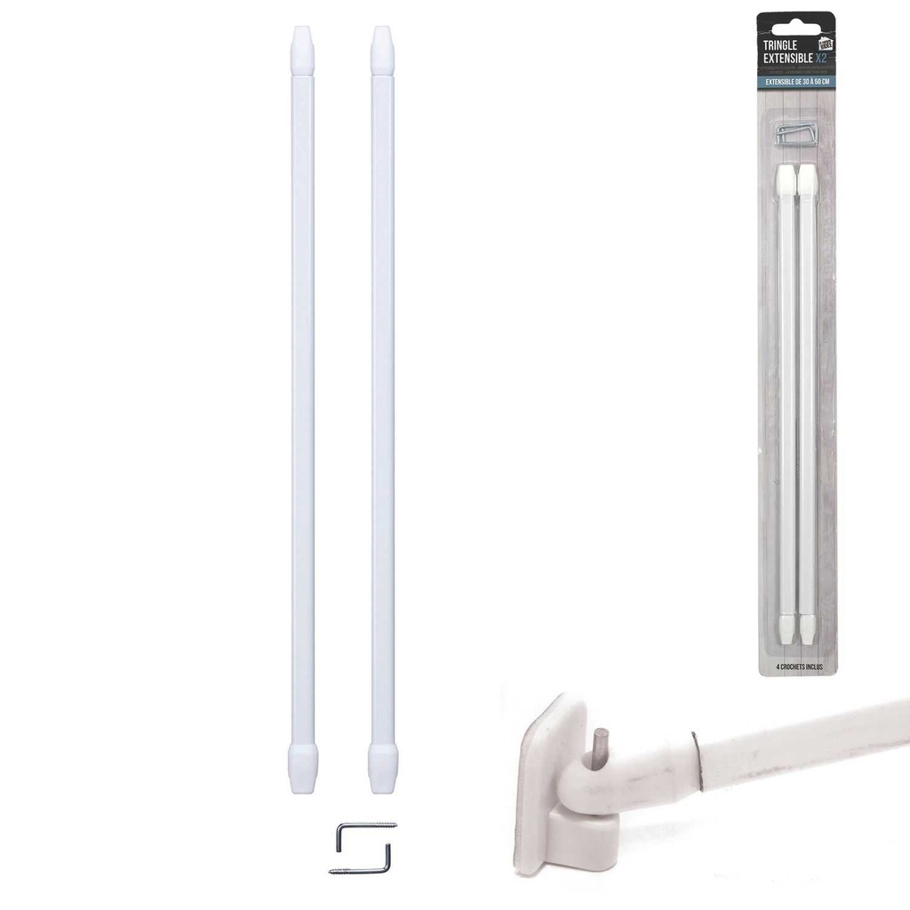 2 TRINGLES EXTENSIBLES DE 30CM À 50CM