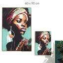 TABLEAU COLORÉ FEMME AFRICAINE 60X90CM