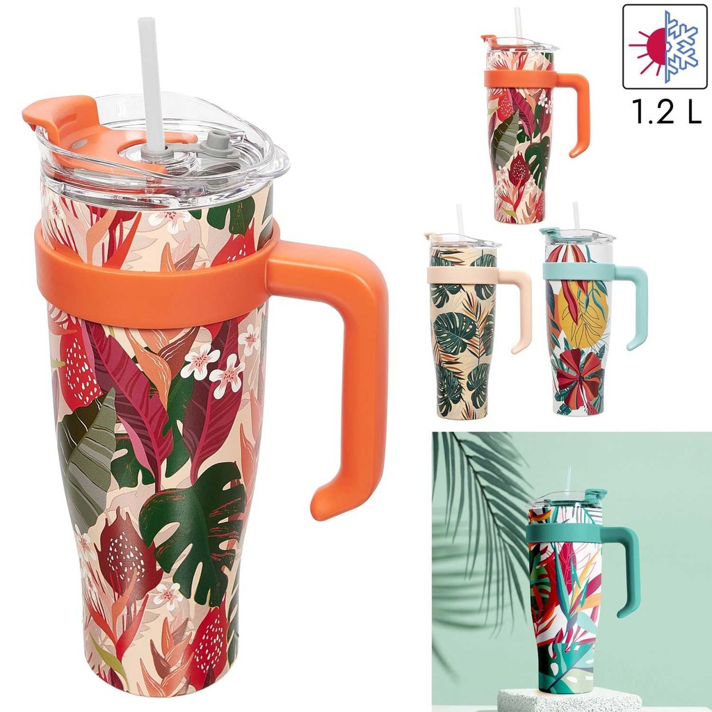 MUG DE TRANSPORT MIAMI MOTIF À FLEURS TROPICALES 1.2L