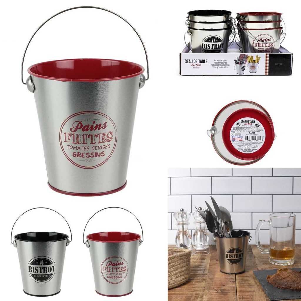 SEAU DE TABLE EN MÉTAL 10.5X7.6X10.2CM