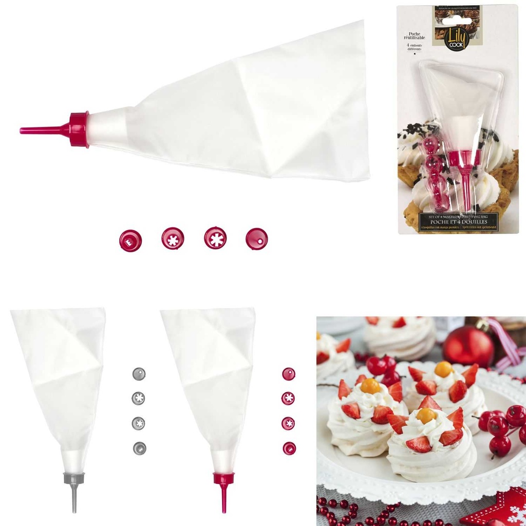 POCHE À DOUILLE AVEC 4 EMBOUTS EN PLASTIQUE