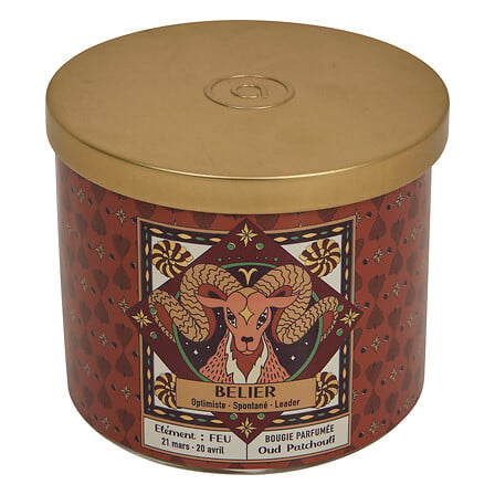 Atmosphera Bougie Parfumée Astro Bélier Oud Patchouli Verre 396g
