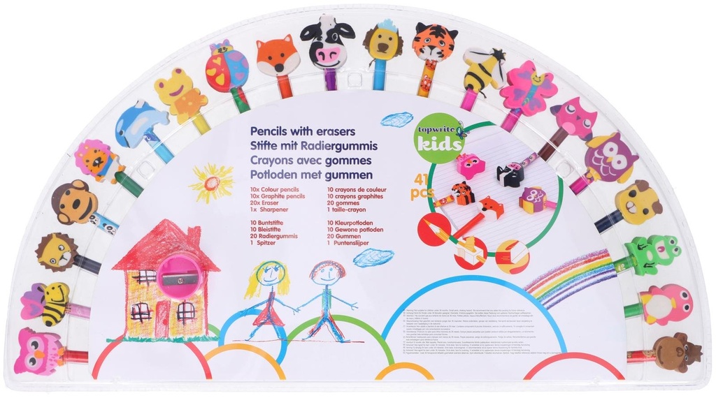 CRAYONS AVEC GOMMES - 41 PIÈCES