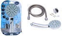 POMMEAU ET FLEXIBLE DE DOUCHE - 1.5M - 5 FONCTIONS - VIS ET SUPPORT INCLUS