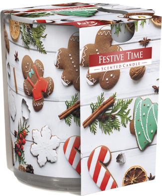 BOUGIE PARFUMÉE - FESTIVE TIME - EN VERRE - 22 HEURESE - D7XH8CM