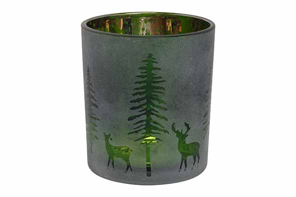 BOUGEOIR MOTIF ARBRE EN VERRE - 7X7XH8CM