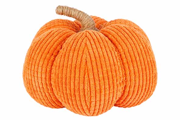 CITROUILLE ORANGE EN TEXTILE ET CORDE - 20X20XH20CM