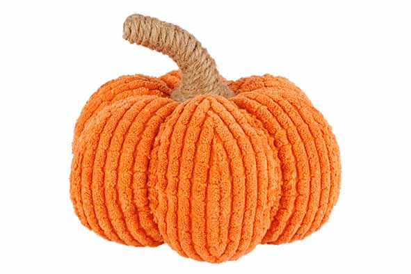 CITROUILLE ORANGE EN TEXTILE ET CORDE -  13X13XH13CM 