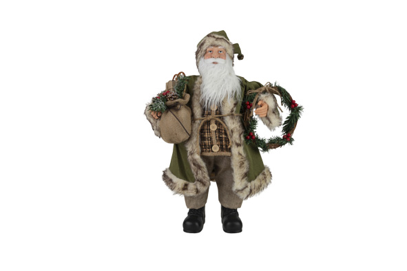 PÈRE NOËL - BRUN ET VERT - 43X21XH61CM - EN POLYESTER