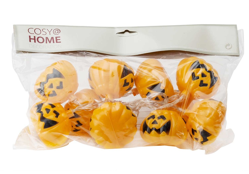 GUIRLANDE ÉLECTRIQUE CITROUILLE 10 LED - PILE AA (NON INCLUSES)