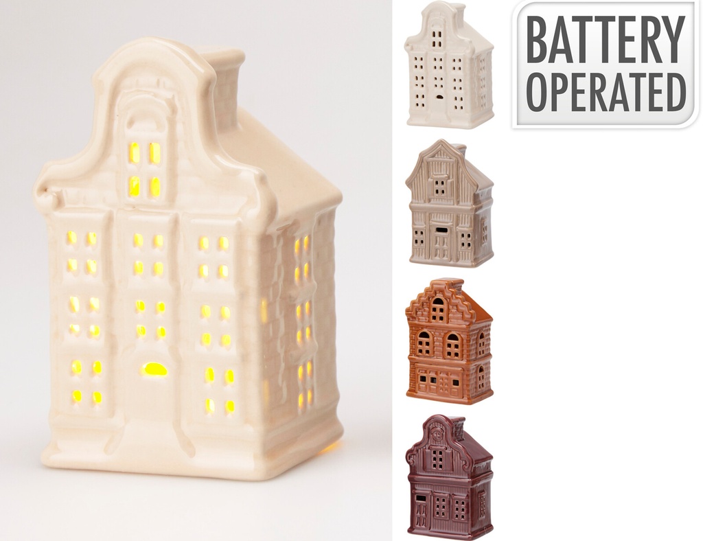 MAISON LED - 12CM - 4 COULEURS - SUR BATTERIE