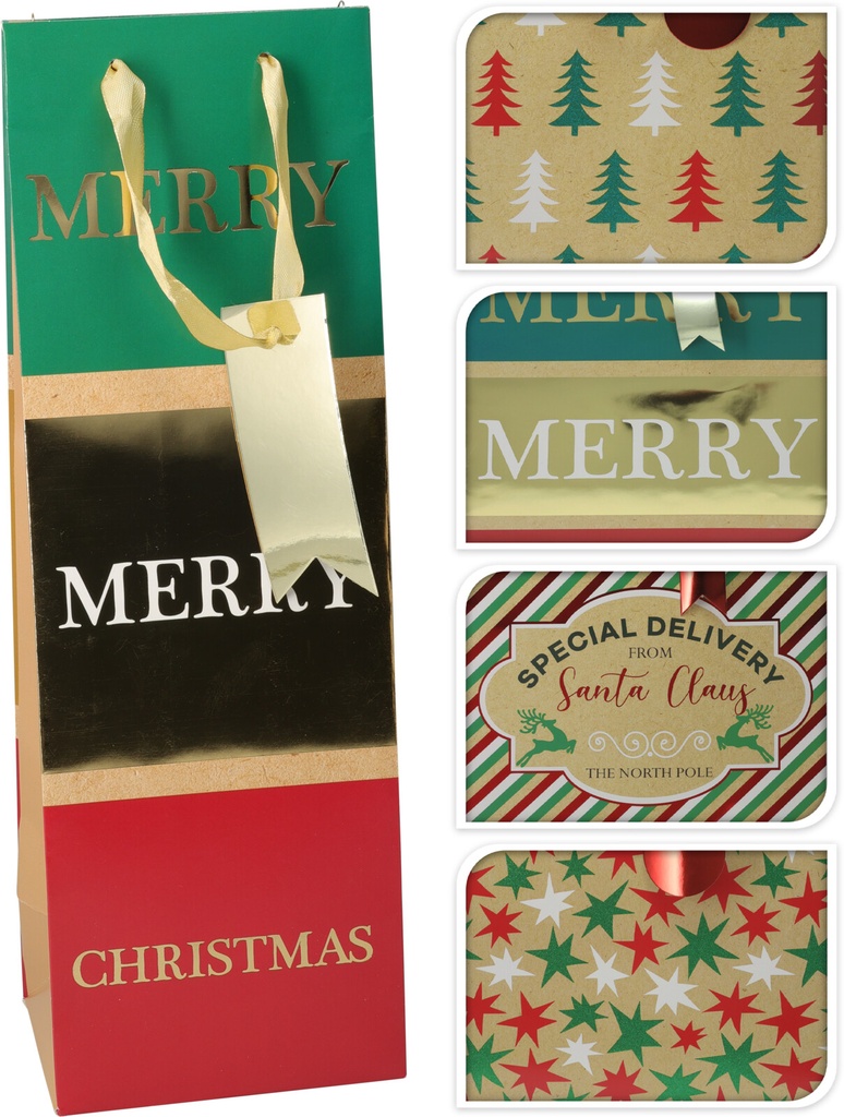 SAC CADEAU POUR BOUTEILLE - 4 MODÈLES DISPONIBLES