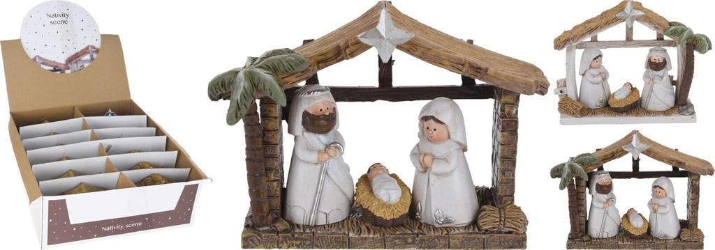 CRÈCHE DE NOËL EN POLYRÉSINE - 13CM - 2 MODÈLES DISPONIBLES