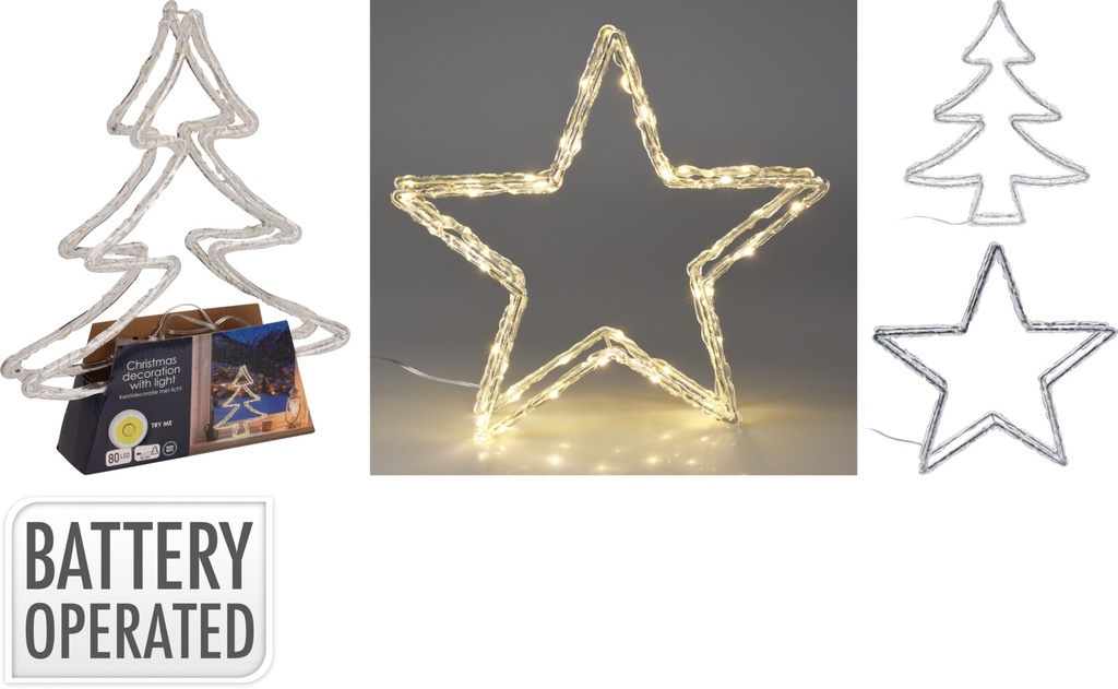 ÉCLAIRAGE DE NOËL AVEC 50 LED - 2 MODÈLES DISPONIBLES - SUR PILES -  33X28X5CM