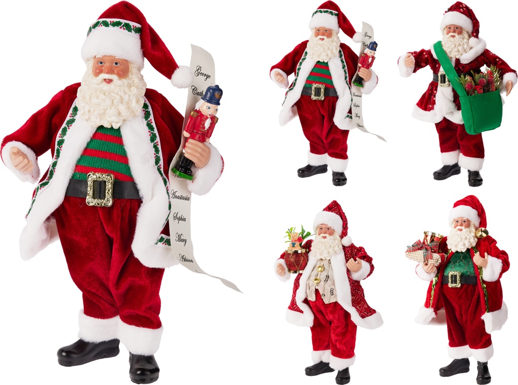 PÈRE NOËL DEBOUT - H30CM - COULEUR ROUGE - 4 MODÈLES DISPONIBLES