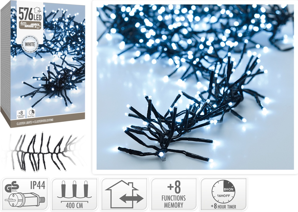 GUIRLANDE À LED - 576 LED - BLANC FROID - 400CM - SUR SECTEUR - AVEC TIMER