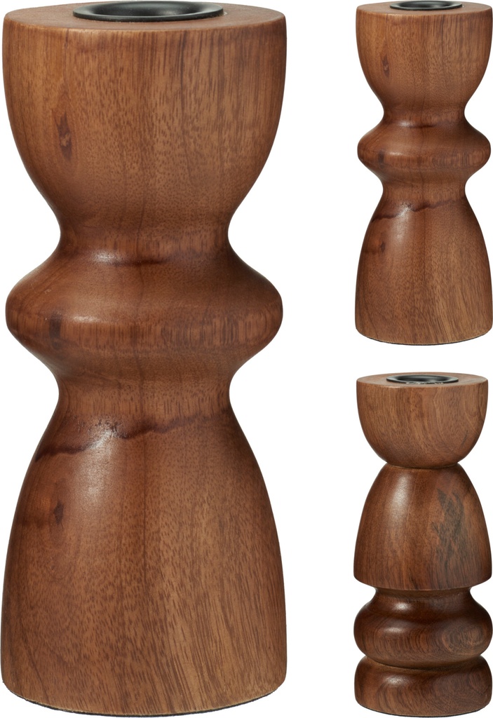 BOUGEOIR EN NOYER - 15CM -  2 MODÈLES