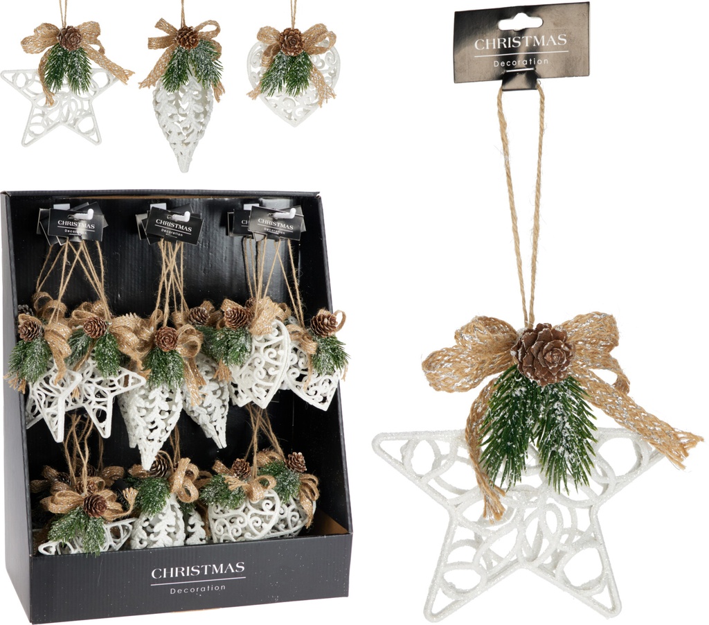 DÉCORATION À SUSPENDRE NOEUD - 15CM - 3 MODÈLES DISPONIBLES